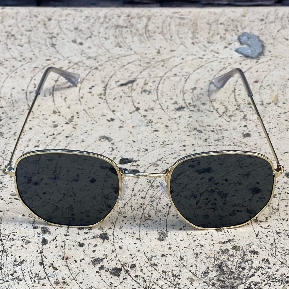Gold Frame Sunglasses with Black Lenses